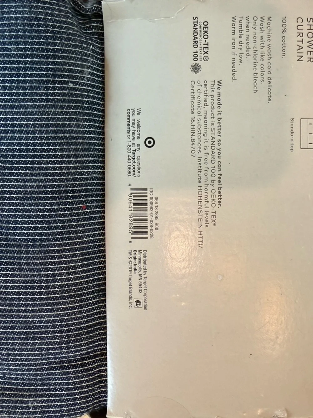 Project 62 Blue Micro Check 100% Cotton Shower Curtain 72x72 - NWT
